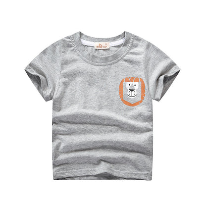 [370154-GRAY] - Kaos Anak Trendi / Baju Atasan Anak Import - Motif Lion Head
