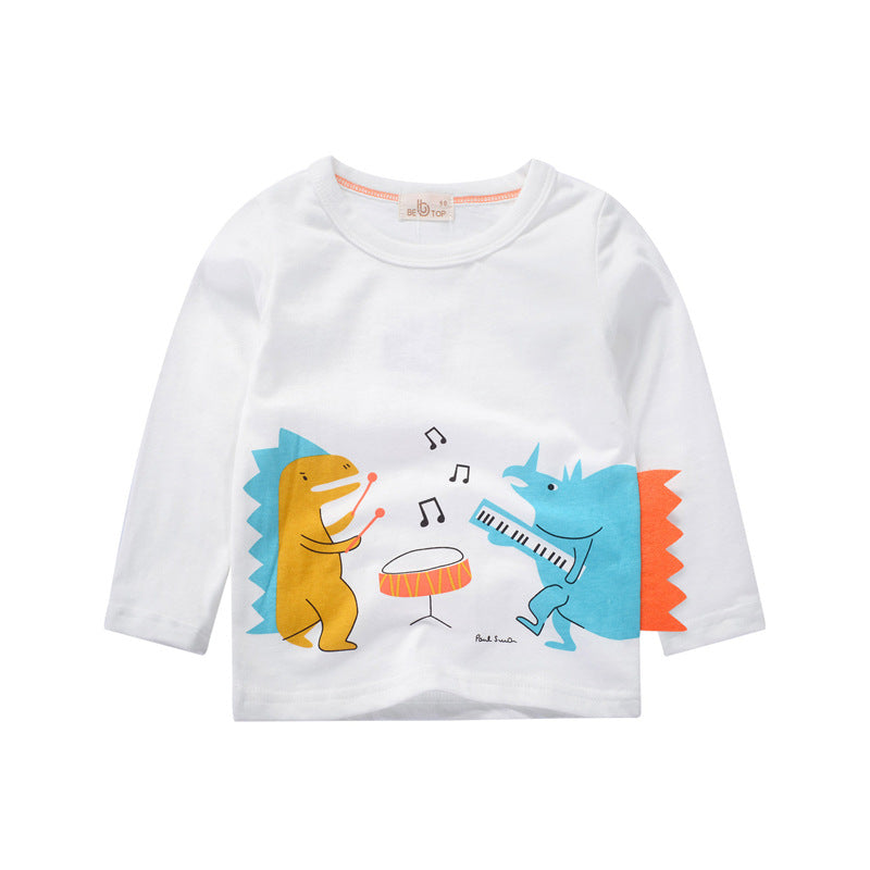 [370183-WHITE] - Kaos Anak Trendi / Baju Atasan Anak Import - Motif Musical Animals