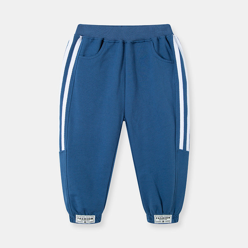 [370202-BLUE] - Celana Jogger / Celana Sport Anak Import - Motif Line Sport