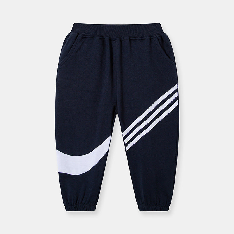 [370203-NAVY] - Celana Jogger / Celana Sport Anak - Motif Three Sports Lines