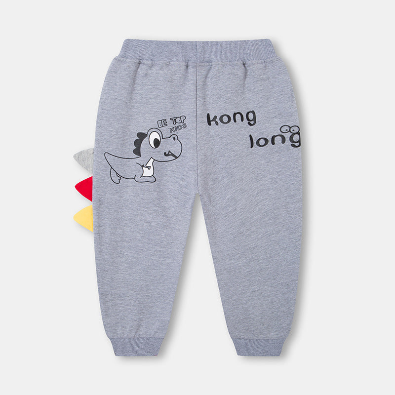 [370204-GRAY] - Bawahan Jogger 3D / Celana Santai Anak Import - Motif Dino Kids