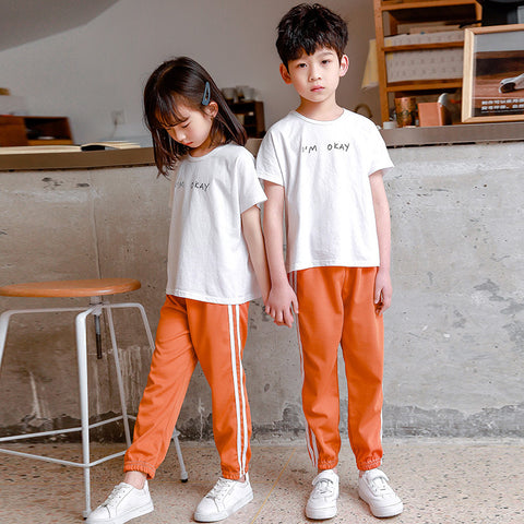 [371294-ORANGE] - Celana Training Jogger Anak - Motif Two Lines