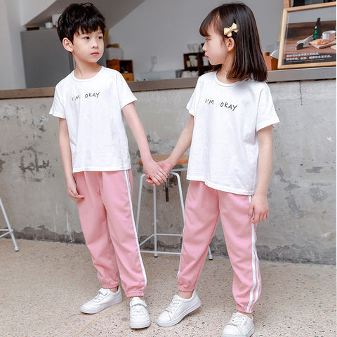 [371294-PINK] - Celana Training Jogger Anak - Motif Two Lines