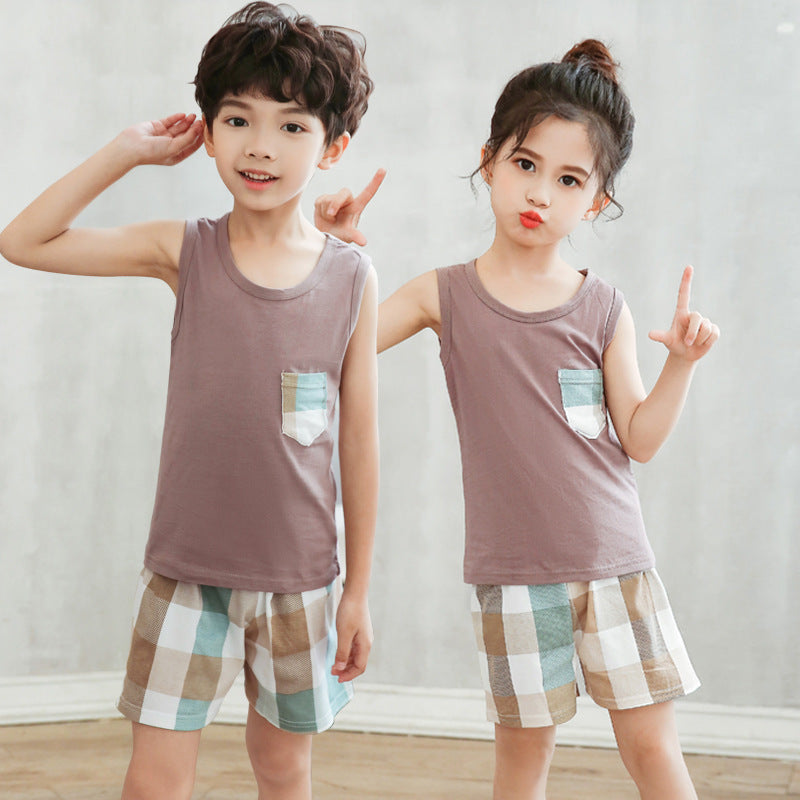 [371298] - Baju Setelan Anak / Setelan Kutung Anak - Motif Gingham Pockets