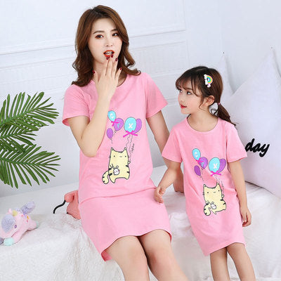 [371341] - Dress / Daster Couple Ibu Anak - Motif Fat Cat Balloon