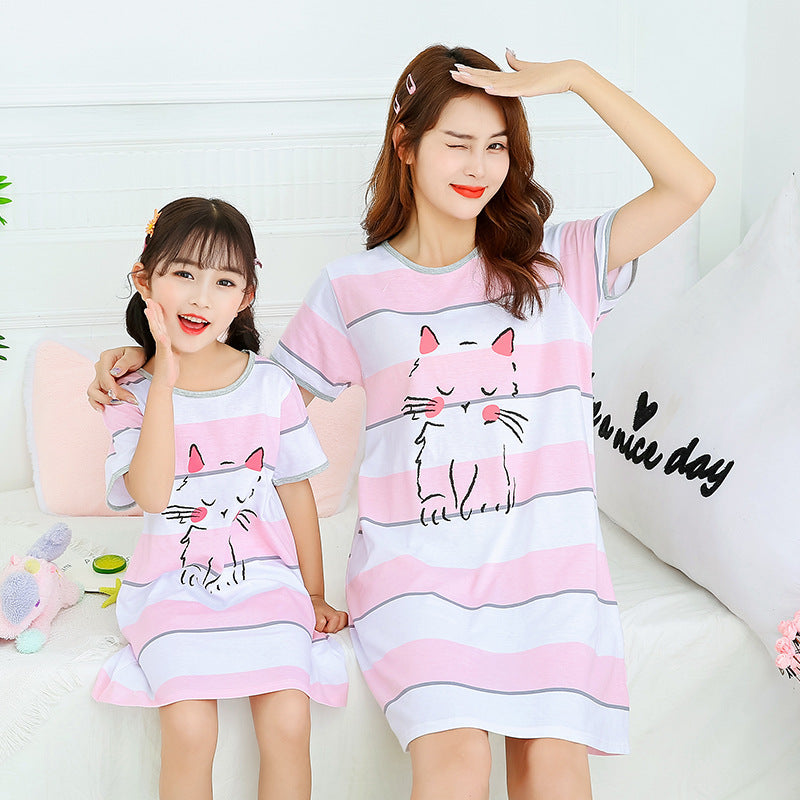 [371347] - Dress / Daster Couple Ibu Anak - Motif Striped Cat