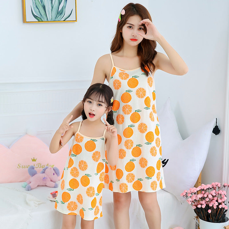 [371354] - Slip Dress / Daster Couple Ibu Anak Import - Motif Fresh Oranges
