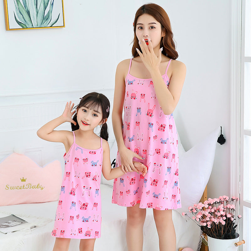 [371356] - Slip Dress / Daster Couple Ibu Anak - Motif Shy Rabbit