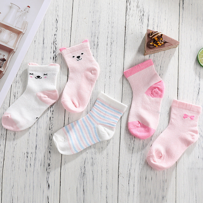 [374149] - Kaos Kaki Anak Import / Kaos Kaki Bayi Lucu 5 in 1 Pcs - Motif Bear Face