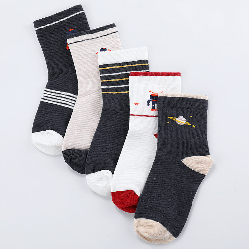[374153] - Kaos Kaki Anak Import / Kaos Kaki Bayi Lucu 5 in 1 Pcs - Motif Outer World