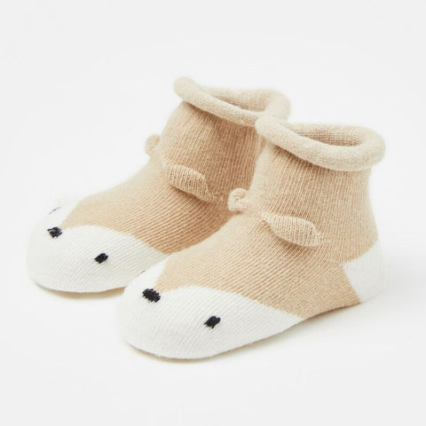 [374173-BEIGE] - Kaos Kaki Anak Import / Kaos Kaki Bayi Lucu - Motif Animal Face