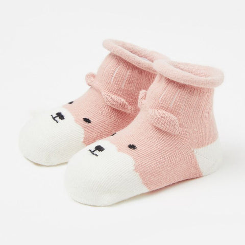 [374173-PINK ANIMAL] - Kaos Kaki Anak Import / Kaos Kaki Bayi Lucu - Motif Animal Face