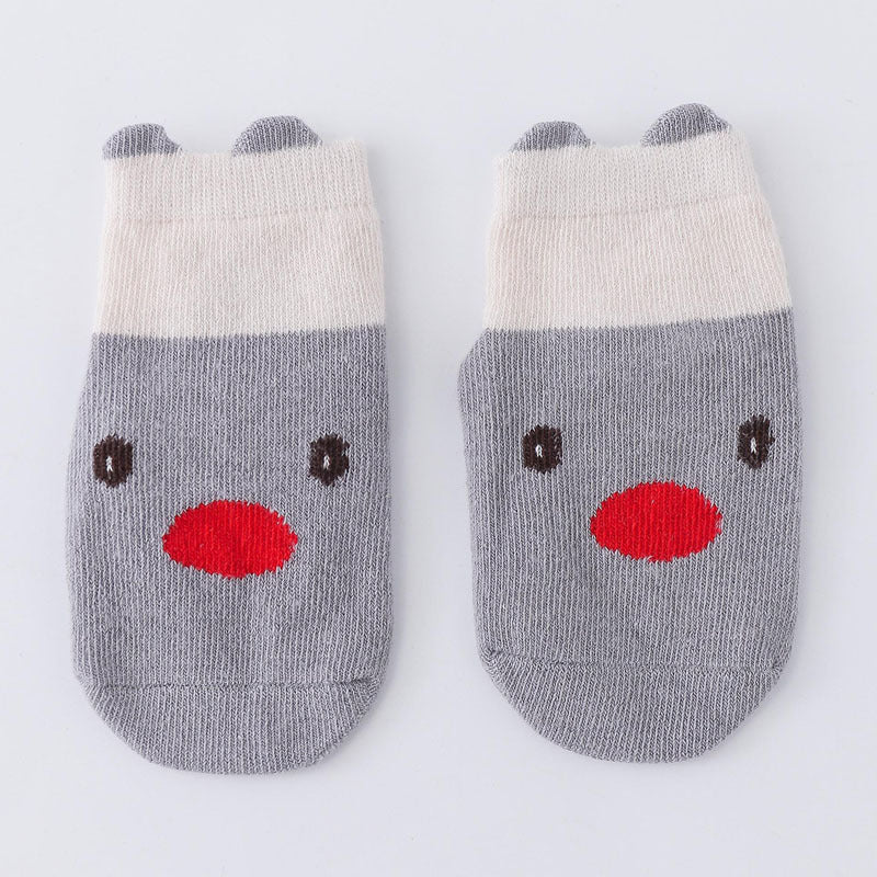 [374174-GRAY ANIMAL] - Kaos Kaki Anak Import / Kaos Kaki Bayi Lucu - Motif Animal Face