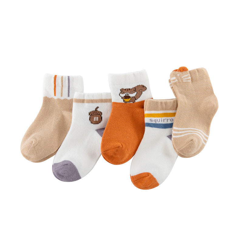 [375101] - Kaos Kaki Bayi Lucu 5 In 1 / Kaos Kaki Anak Import - Motif Squirrel