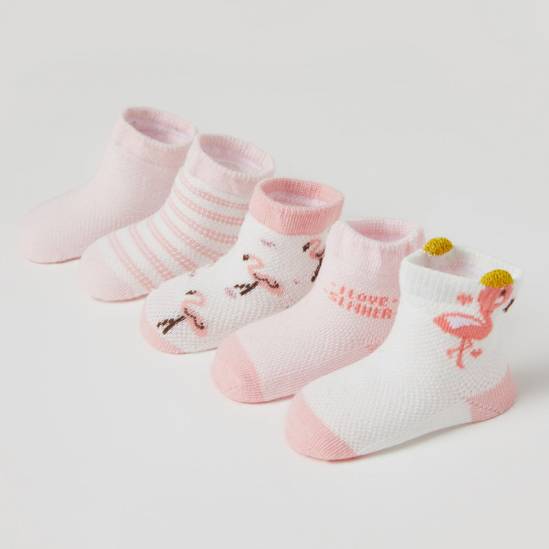 [375112] - Kaos Kaki Bayi Lucu 5 In 1 / Kaos Kaki Anak Import - Motif Stork