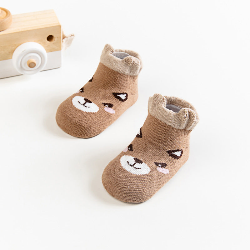 [375138-BROWN] - Kaos Kaki Bayi Lucu / Kaos Kaki Anak Import - Motif Fierce Bear