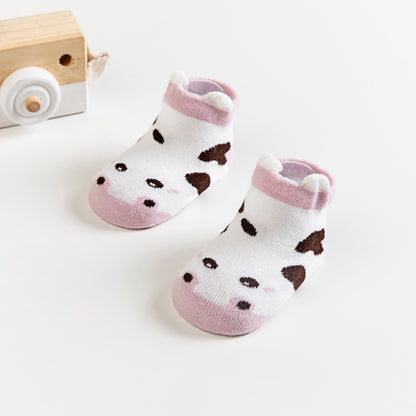 [375138-WHITE] - Kaos Kaki Bayi Lucu / Kaos Kaki Anak Import - Motif Dairy Cows