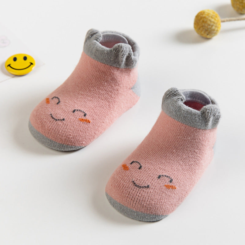 [375142-PEACH] - Kaos Kaki Bayi Lucu / Kaos Kaki Anak Import - Motif Animal Face