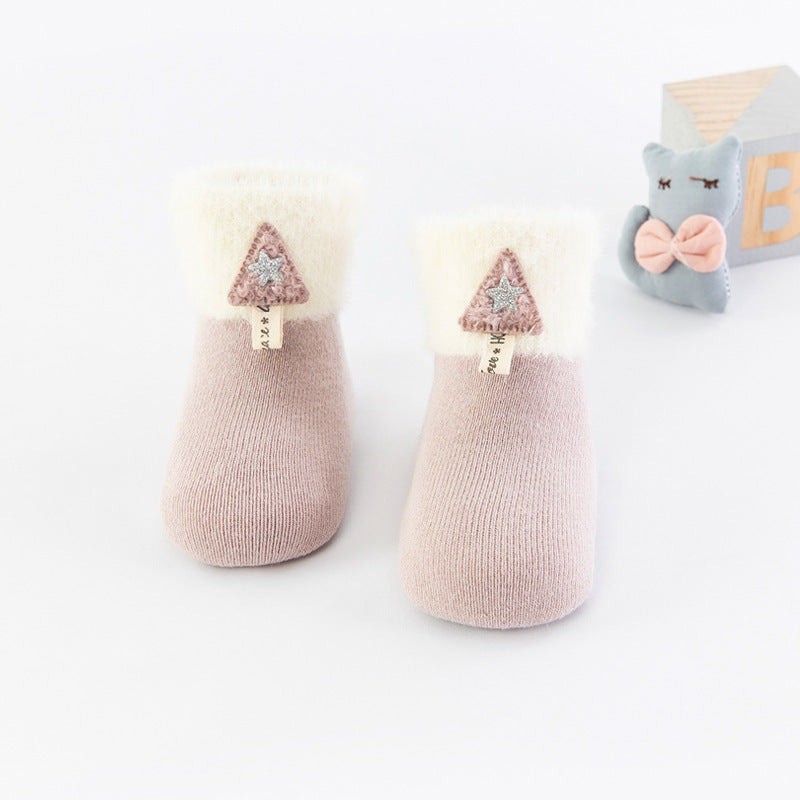 [375148-PINK PURPLE] - Kaos Kaki Bayi Lucu / Kaos Kaki Anak Import - Motif 3D Star