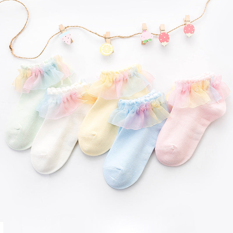 [376106] - Kaos Kaki Anak Lucu Import - Motif Rainbow Lace
