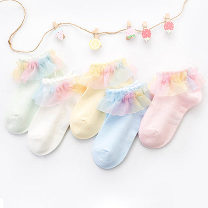 [376106] - Kaos Kaki Anak Lucu Import - Motif Rainbow Lace