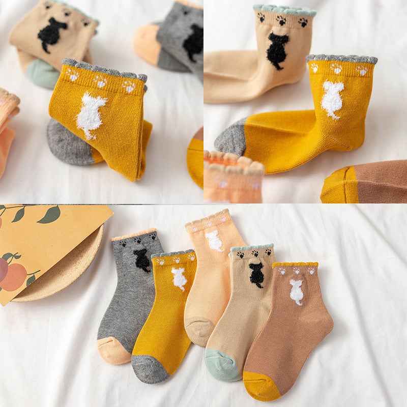 [376134] - Kaos Kaki Anak Lucu Import - Motif Cat Pattern