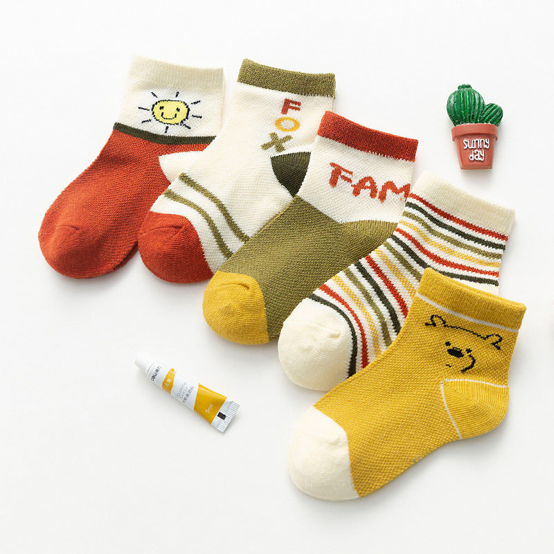 [377109] - Kaos Kaki Anak Lucu 5 In 1 Import - Motif Sun Fox