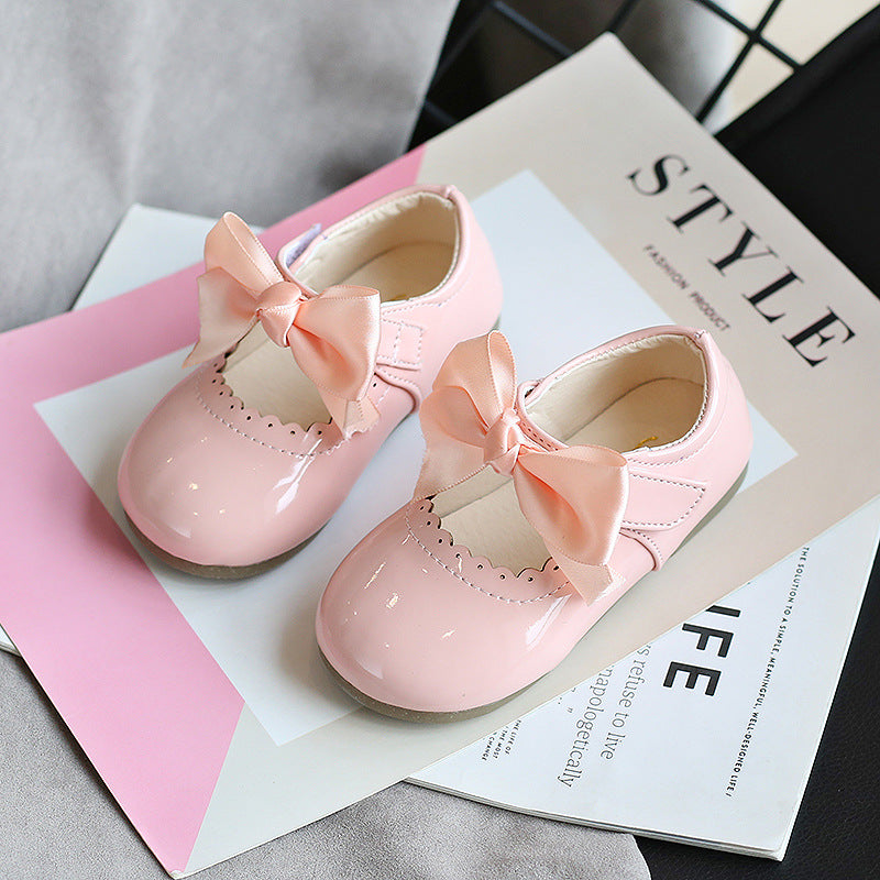 [381112-PINK] - Flat Shoes / Sepatu Slip On Anak Import - Motif Ribbon Waves