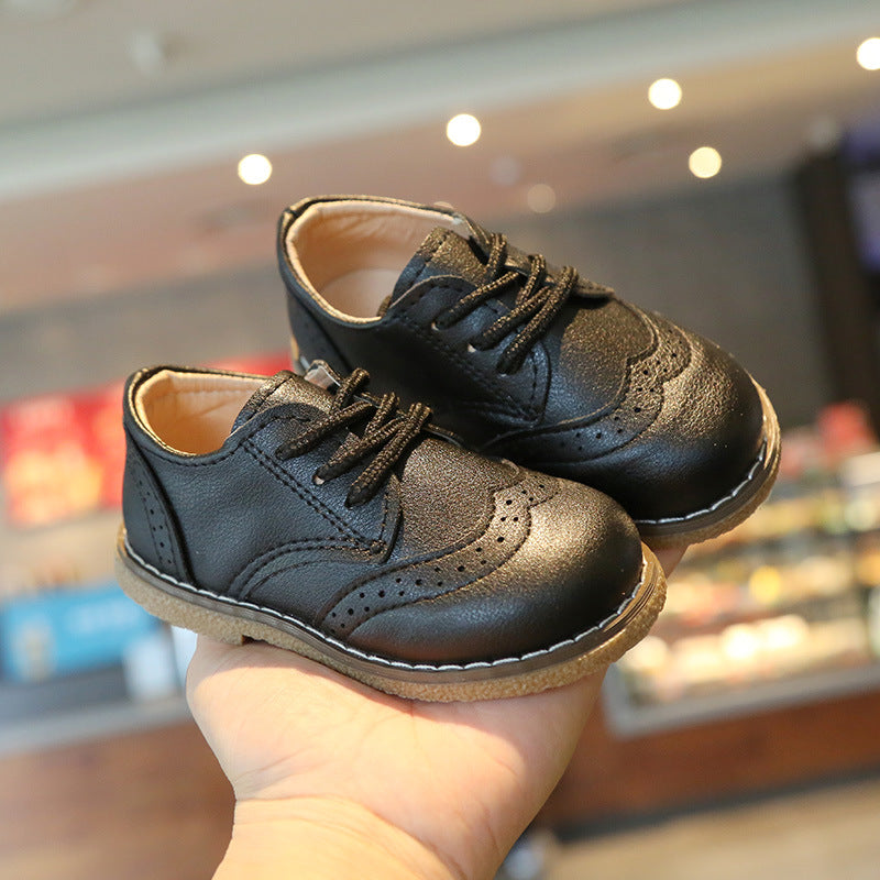[381116-BLACK] - Sepatu Formal Anak Cowok Import - Motif Abstract Point