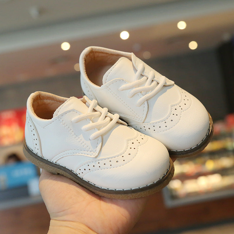 [381116-WHITE] - Sepatu Formal Anak Cowok Import - Motif Abstract Point