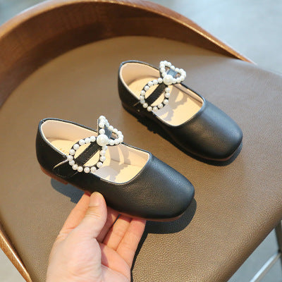 [381121-BLACK] - Flat Shoes / Sepatu Sandal Anak Import - Motif Pearl Granules