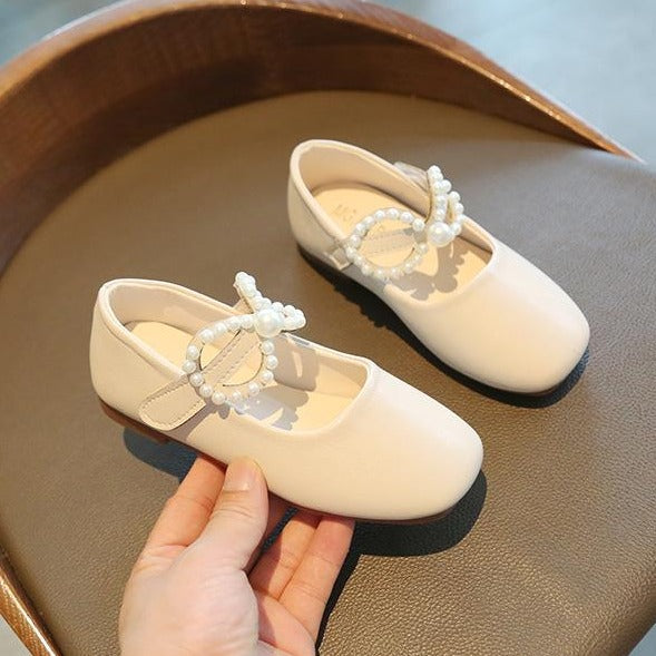 [381121-CREAM] - Flat Shoes / Sepatu Sandal Anak Import - Motif Pearl Granules