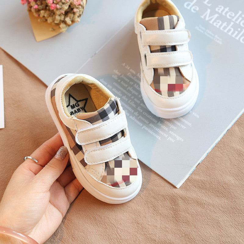 [381131-WHITE] - Sepatu Casual Anak Import - Motif Tartan Plaid
