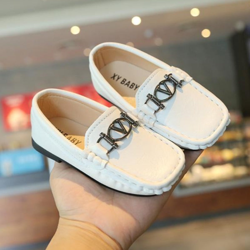 [381132-WHITE] - Sepatu Formal Anak Import - Motif Shiny Skin