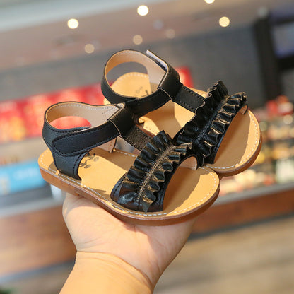 [381146-BLACK] - Sepatu Sandal Anak Import - Motif Wave Texture