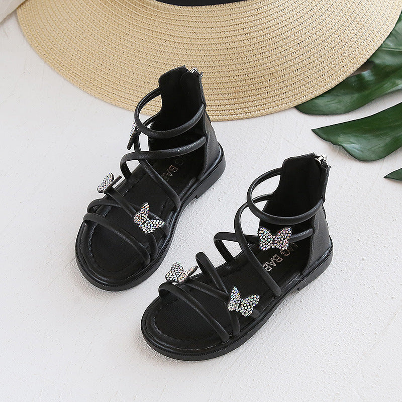 [381185] - Sepatu Sandal Gladiator Anak Trendy Import - Motif Butterfly Perch