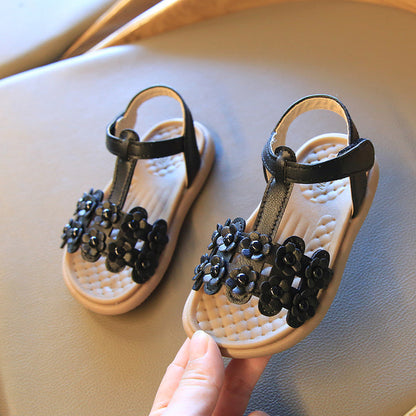 [381226] - Sepatu Sandal Flat Slip On Pesta Import Anak Perempuan - Motif Fence Flowers