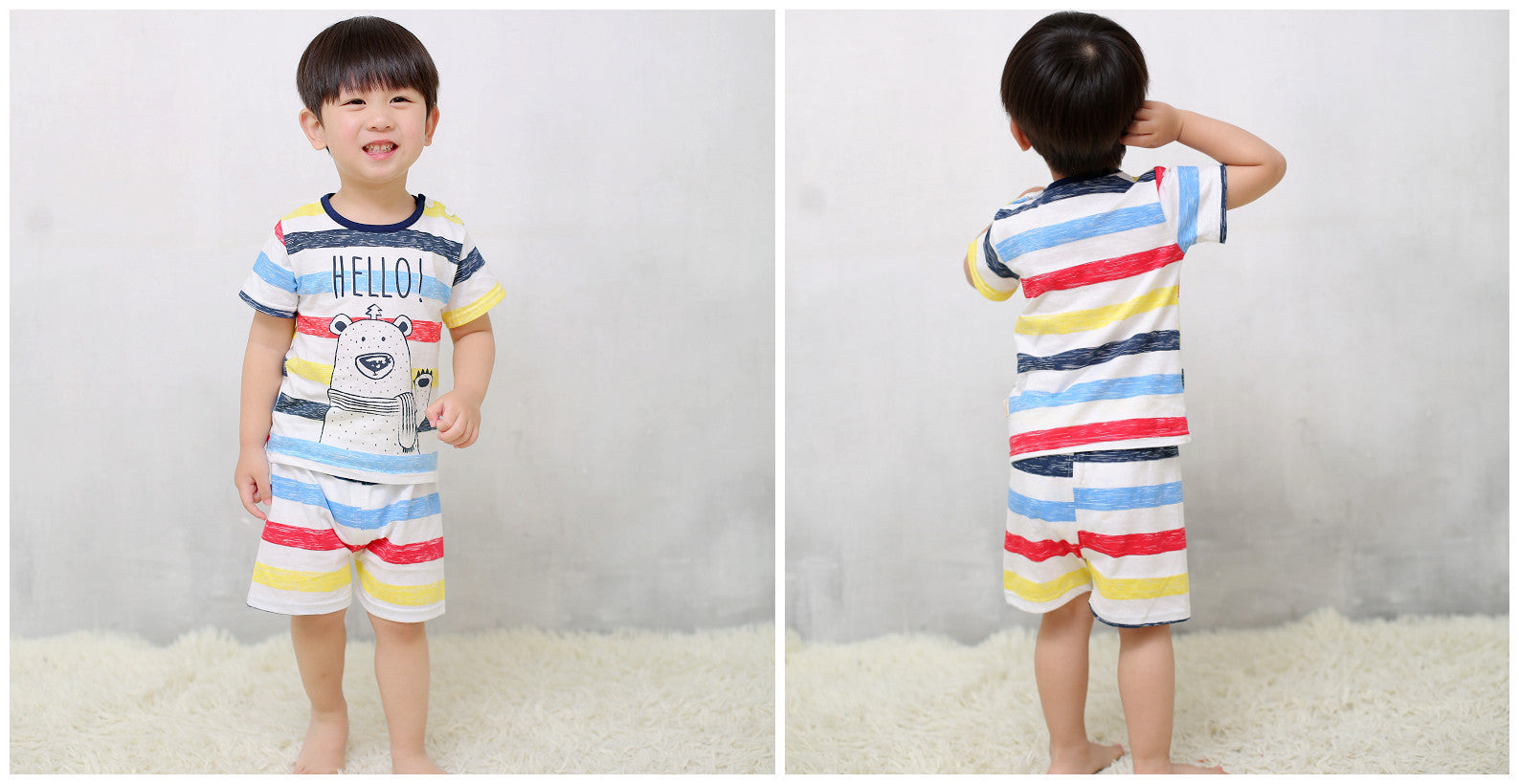 jual [102146] - Setelan Summer Wear Anak - Motif Hello Bear [B3113] 