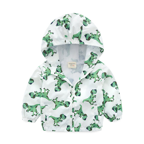 [383101-WHITE] - Jaket Hoodie Atasan Anak - Motif T-Rex Style