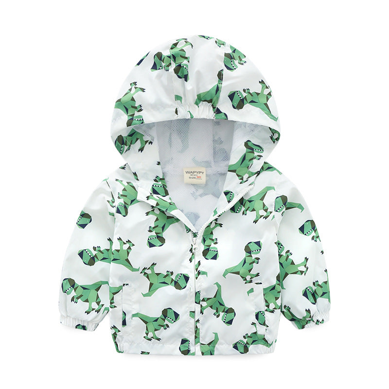 [383101-WHITE] - Jaket Hoodie Atasan Anak - Motif T-Rex Style