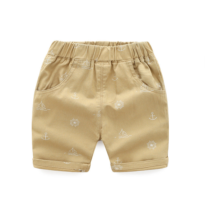 [383141-KHAKI] - Celana Santai Anak - Motif Sailboat Anchors