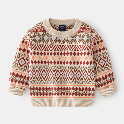 [383161] - Atasan Sweater Crewneck Anak Laki-Laki - Motif Like Diamonds