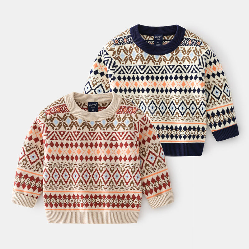 [383161] - Atasan Sweater Crewneck Anak Laki-Laki - Motif Like Diamonds