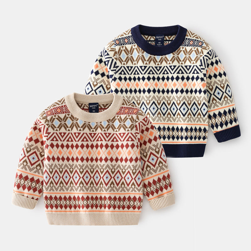 [383161] - Atasan Sweater Crewneck Import Anak Laki-Laki - Motif Like Diamonds