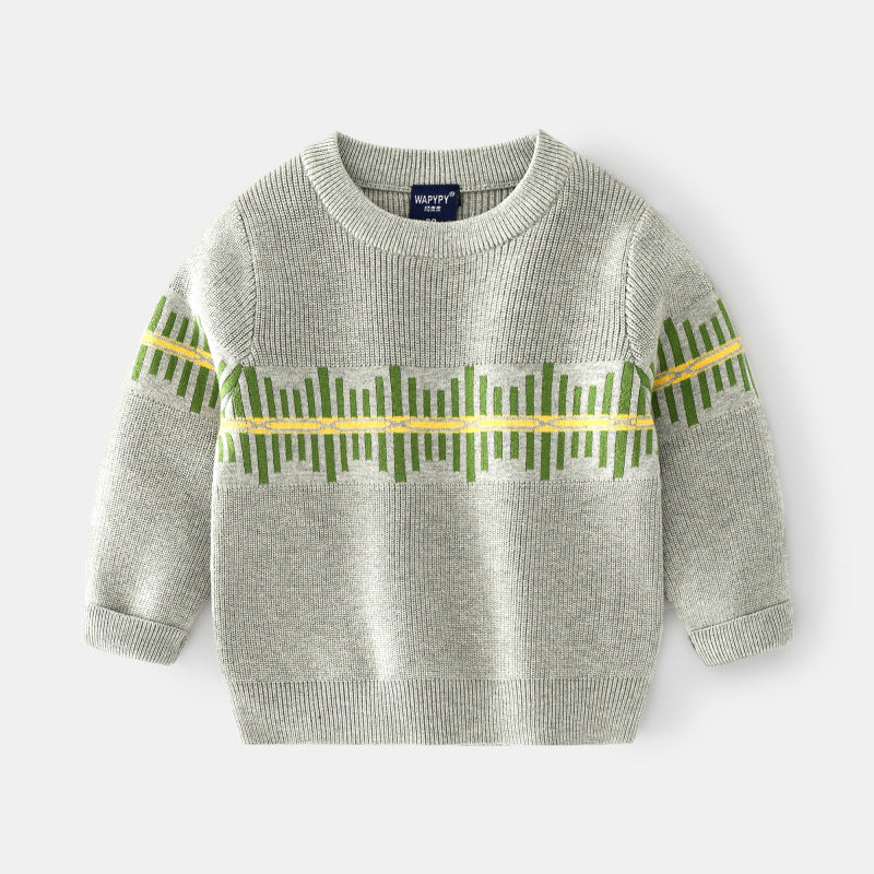 [383162] - Atasan Sweater Crewneck Import Anak Laki-Laki - Motif Pattern Charts