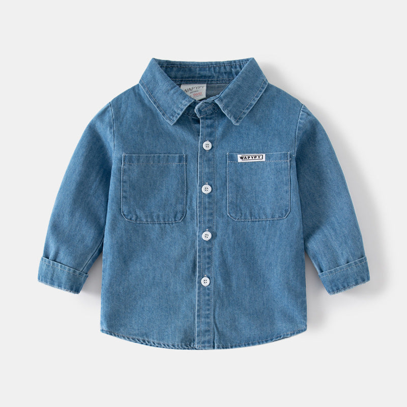 [383166] - Atasan Kemeja Denim Anak Laki-Laki - Motif Plain Denim