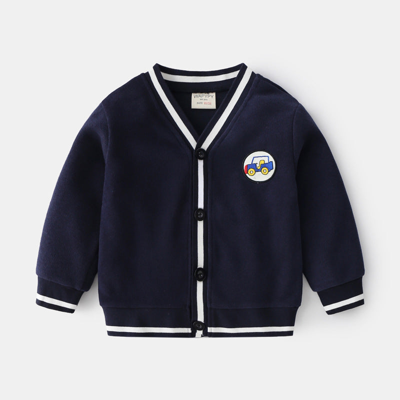 [383174] - Atasan Jaket Cardigan Anak Laki-Laki - Motif Car Emblem