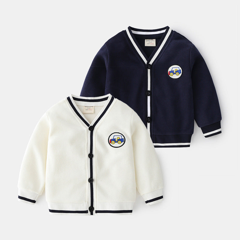 [383174] - Atasan Jaket Cardigan Import Anak Laki-Laki - Motif Car Emblem