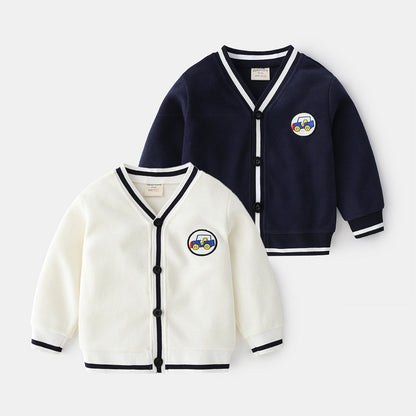 [383174] - Atasan Jaket Cardigan Import Anak Laki-Laki - Motif Car Emblem