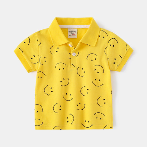 [383175] - Atasan Kaos Polo Kerah Anak Laki-Laki - Motif Thin Smile